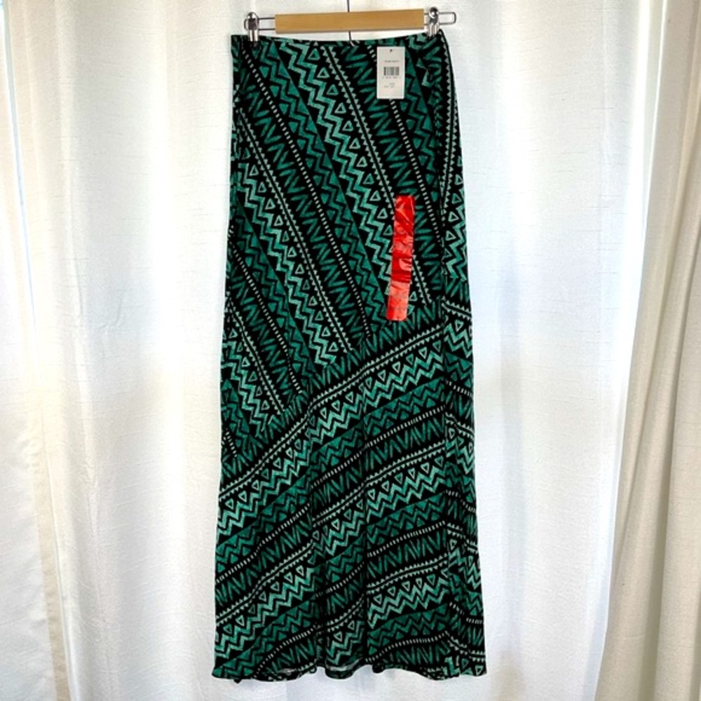Maxi Skirt Stretch Women Size Medium Green black